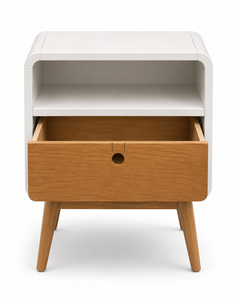 Mesita de Noche Moderna de Madera con Cajón y Estante Abierto para Dormitorio - Product Image 3