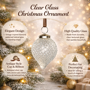 <b>Pinecone</b> Hanging Ornament | Clear Glass Ball Christmas | Tree Decor Festive | Home Party Decoration | Foam Material Bauble - Product Image 3