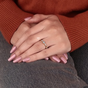 Princess Cut Lab Grown Diamond Engagement <b>Ring</b> 14K Gold Cluster Minimalist Dainty Bridal Slim Promise <b>Ring</b> Anniversary Gift Her - Product Image 5
