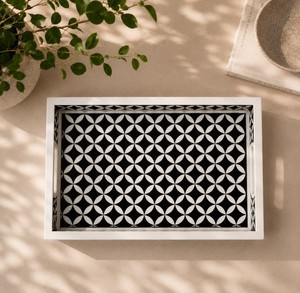 Bandeja Decorativa Artesanal Premium con Incrustaciones de Hueso para Organización de Baño y Dormitorio, Hecha a Mano - Product Image 1