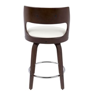 Set di 2 Sgabelli da Bancone Cecina, Design Girevole Stile Mid-Century Moderno in Ciliegio e Ecopelle Bianca per Arredamento Bar - Product Image 5