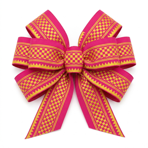 Ruban Jacquard Tissé Rose Vif Doré 31mm Neelkamal Industries – Bordure Décorative Festive pour Vêtements, Nœuds et Artisanat - Product Image 1