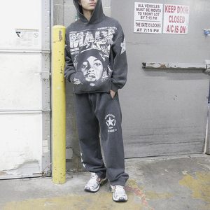 Conjunto Deportivo Personalizado para Hombre, Talla Grande, Lavado Ácido, Pantalones Deportivos y Sudadera con Capucha, Ropa Deportiva Ecológica 100% Algodón, Informal para Adultos, Reversible - Product Image 2