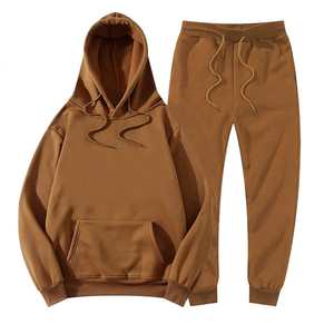 Ensemble de survêtement de sport d'hiver pour hommes grandes tailles, comprenant un sweat à capuche et un pantalon de jogging, 100% coton - Product Image 1