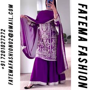 Vestido de novia de diseñador indio y pakistaní New Party-Ready Sharara Plazzo y Dupatta con estilo inspirado en Bollywood - Product Image 2