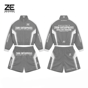 ชุดเซ็ตเสื้อฮู้ดกันลมและกางเกงขาสั้น ZAINI ZI-084 ผ้าโพลีเอสเตอร์/ไนลอนคุณภาพพรีเมียม 300gsm สำหรับผู้ชาย ฤดูหนาว สวมใส่สบาย แห้งเร็ว รับผลิตแบบ OEM พร้อมสกรีนโลโก้ตามสั่ง - Product Image 1