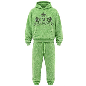 Conjunto Deportivo con Capucha Verde, 100% Algodón, Pantalones Largos con Cordón, Ropa Casual, Estilo Unisex para Adultos - Product Image 3