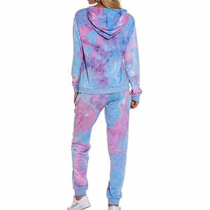 Nuevo Diseño Deportivo Personalizado 100% Poliéster, Conjunto Deportivo de Dos Piezas para Mujer, Chándal de Contraste de Color con Efecto Tie-Dye - Product Image 5