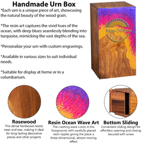 Urna Funeraria de Resina Epoxi y Madera, un monumento artístico moderno con un impresionante diseño de Galaxia al Atardecer de AYAANS - Product Image 2