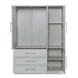 Armadio in Legno per Ufficio Domestico con 3 Cassetti per Vestiti, 4 Ante in MDF, Bianco - Product Image 5