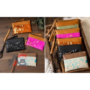 Última Colección: Cartera de Mano Metálica de Cuero Vacuno para Mujer, Estilo Western, con Cremallera, de Cuero Genuino - Product Image 1