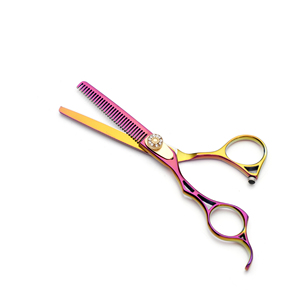 Ensemble de ciseaux de coiffure professionnels en acier inoxydable 6CR13, lame tranchante, pour droitiers, manche long, usage en salon, 28 cm, finition arc-en-ciel - Product Image 3