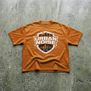 Camiseta de Hombre con Logo Personalizado, Estilo Urbano, Corte Cuadrado, Top Corto de Algodón 100% Grueso, Estampado Gráfico, Ajuste Oversize Holgado - Product Image 1