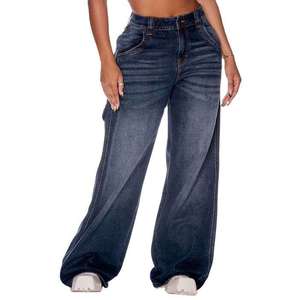 Nouveau Jean Américain Rétro au Design Unique, Coupe Ample et Droite pour Femme, Pantalon Large en Denim pour Femme - Product Image 1