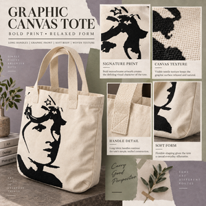 Printed Cotton <b>Canvas</b> <b>Tote</b> <b>Bag</b> with Rope Handles for Shopping | Reusable Natural Blank Shopping <b>Bag</b> with Printed Artwork Design - Product Image 5