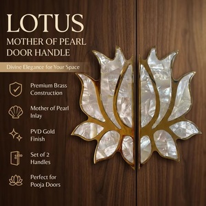 Tirador de armario de latón con forma de loto y nácar, 58 pulgadas, tirador de puerta de mueble tradicional, duradero - Product Image 2