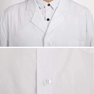เสื้อกาวน์แพทย์สีขาว ผ้าฝ้าย 100% กันน้ำ สำหรับแพทย์และพยาบาล ชุดยูนิฟอร์มโรงพยาบาล - Product Image 6