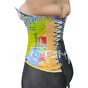 Dollar Bill Sublimated Print Corset | Premium Steel Boned Overbust Waist Slimming Underwire <b>Cups</b> Streetwear Fashion Top - Product Image 3