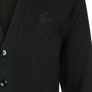 Cardigan KAP pour fraternité, en acrylique noir tricoté, pull pour homme avec lettres brodées rouges, col en V boutonné, tenue universitaire - Product Image 6