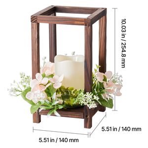 Set di 10 Lanterne in Legno per Centrotavola Matrimoniale con 30 Portacandele LED e 10 Candele Senza Fiamma per Champagne - Product Image 4
