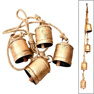 Campanas de Viento de Latón Antiguo, Campanas Redondas Chapadas en Oro, Decoración para el Hogar, Decoración para Templos y Meditación, Artesanía de Fundición - Product Image 1