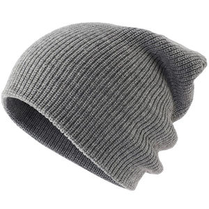 Unisex Rib Knit Beanie <b>Hat</b> Solid Gray Winter Cap Casual Style 100% Acrylic Computer Knitted for Adults - Product Image 1