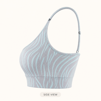 Soutien-gorge de sport sans couture pour femme, motif rayé ondulé, haut court de yoga et de gym, bretelles spaghetti ajustables, col rond, soutien-gorge athlétique de fitness
