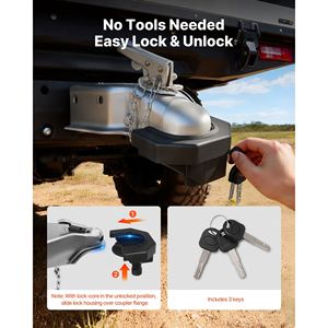 Kit de verrouillage de remorque antivol robuste avec 3 clés, cadenas résistant à l'effraction et aux chocs, compatible avec les coupleurs de 2-5/16 pour VR - Product Image 5