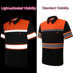 Men's <b>Orange</b> Black Reflective Safety <b>Polo</b> Shirt Short Sleeve Quick Dry Knitted Workwear Class 2 High Visibility - Product Image 5