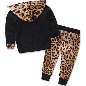 Ensemble sweat à capuche et pantalon imprimé léopard pour bébés filles, tenue tricotée en molleton français pour nourrissons et tout-petits - Product Image 5