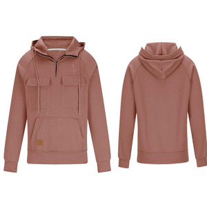 เสื้อกีฬามีฮู้ดผู้ชายแบบมีซิป, เสื้อวอร์มสีพื้นสวมใส่สบาย - Product Image 3