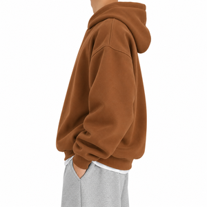 Sudadera con Capucha Extra Grande para Hombre, Color Marrón, Estilo Casual, Corte Regular, Tejido de Punto, para Otoño - Product Image 2
