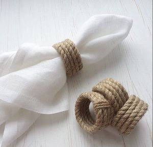 Rustic Jute Napkin Rings Ring Shape 4.5cm Width Eco-Friendly <b>Table</b> Decoration Wedding Napkin Holders - Product Image 1
