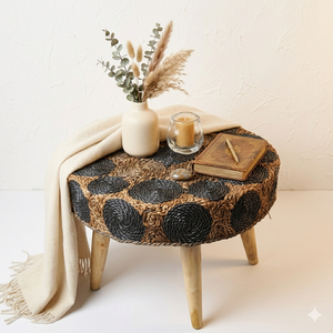 Mesa Redonda de Mimbre Sintético Banana Mix, Estilo Moderno Minimalista, Madera de Teca Ecológica, Mueble para Sala de Estar - Product Image 2