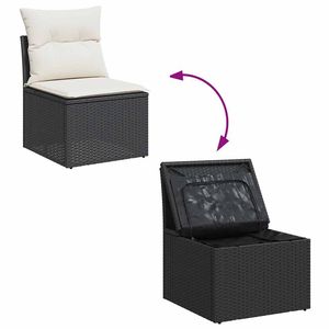 Ensemble de canapés de jardin en rotin PE noir et blanc crème avec structure en acier thermolaqué, mobilier d'extérieur élégant - Product Image 6