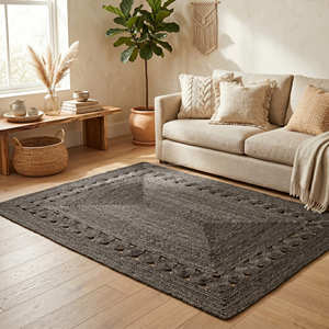 160 × 230 cm Natural Textured Area Rug with Leaf Motif for Organic Modern Interiors - Product Image 3