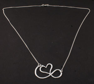 925 Sterling <b>Silver</b> Vintage Platinum Plated <b>Heart</b> Pendant Unisex Custom <b>Heart</b> Shaped <b>Necklace</b> Wholesale Jewelry Supplier - Product Image 2