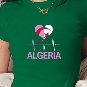 เสื้อยืดสตรีแบบสั้นทรงสลิมฟิตผ้าถักพร้อมลายพิมพ์ธง - Product Image 4