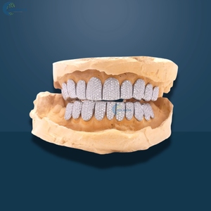 10 <b>Top</b> And 10 Bottom Iced Out Hip Hop Grillz Customized Rapper Style Moissanite Grillz For Him 925 Sterling <b>Silver</b> Grillz - Product Image 2