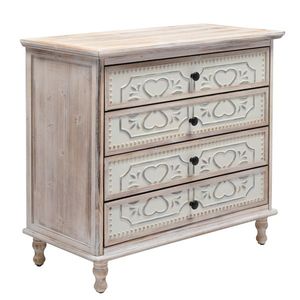 Commode blanche lavée à 4 tiroirs pour chambre et entrée, meuble de rangement large pour salon, mobilier de maison - Product Image 6