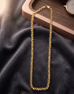 DIVYORO <b>Rope</b> <b>Chain</b> Necklace 22k Gold Plated Classic Women's Everyday Wear - Product Image 2