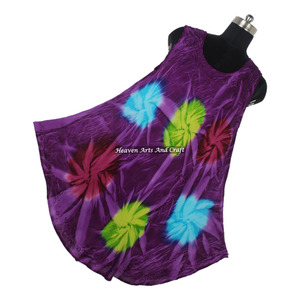Robe longue en rayonne tie-dye pour femme, style parapluie, design coloré, tenue de plage, prix usine - Product Image 5