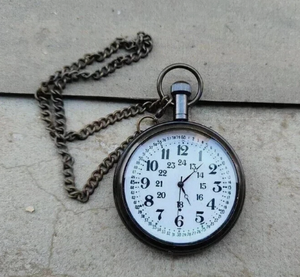 Montre de poche en laiton avec chaîne, style nautique maritime victorien, cadeau - Product Image 2