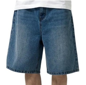 Shorts Bermuda en jean délavé pour homme, taille mi-haute, coupe droite, braguette boutonnée, en toile de coton, bleu uni, décontracté, pour l'été - Product Image 5