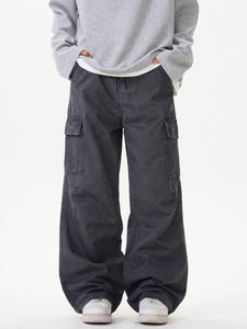 Pantalon cargo oversize de style streetwear pour homme, en coton, personnalisé, 6 poches multiples, coupe ample, pantalon cargo droit - Product Image 6