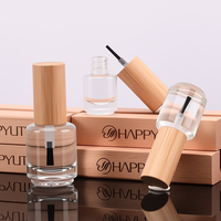 Bouteille en verre de forme en bois de bambou naturel Bouteilles de vernis à ongles Récipient en verre avec bouchon en bambou et couvercle Vernis à ongles en gel
