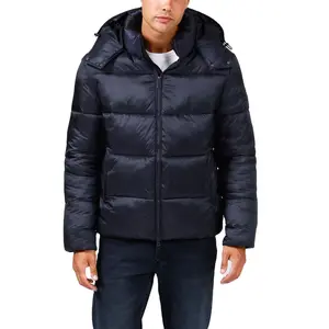 最高品質の軽量ジッパーアップフード付きフグジャケット2024最新のファッショナブルな冬のメンズバブルジャケット