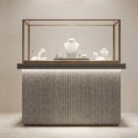 Vitrines de luxe Art Déco pour bijoux avec éclairage LED, verre trempé, présentoir à bijoux en or pour comptoir