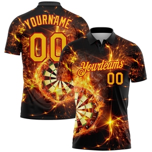 Wholesale Direct industry Best Selling Custom Black Yellow-Red 3D Pattern Design Flame <b>Dart</b> <b>Board</b> Performance Golf Polo Shirt - Product Image 1