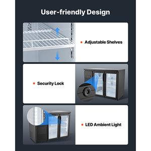 Enfriador de Bebidas Comercial para Barra Trasera de 11.8 Pies Cúbicos Refrigerador para Bebidas con Altura de Mostrador, 2 Puertas de Vidrio e Iluminación LED - Product Image 5